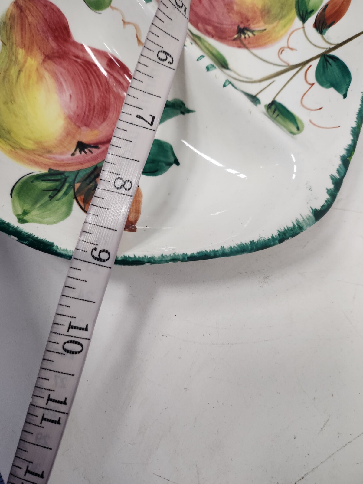 Vintage Italyan Pottery Ceramic Divided Apple Pear Serving Dish Hand Painted