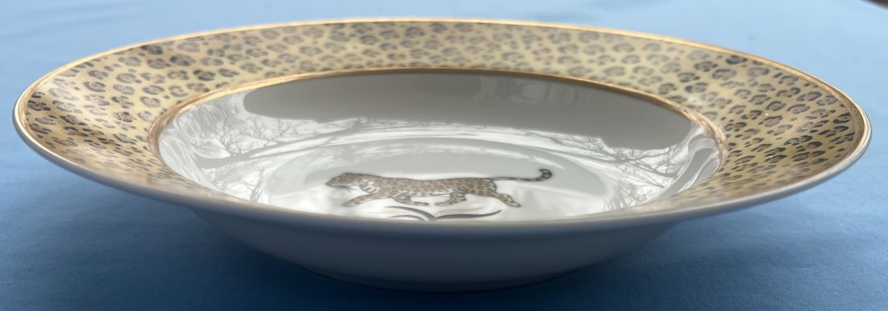 Set of FIVE Lynn Chase Amazonian Jaguar 9 1/8 Inch Flat Soup Bowls