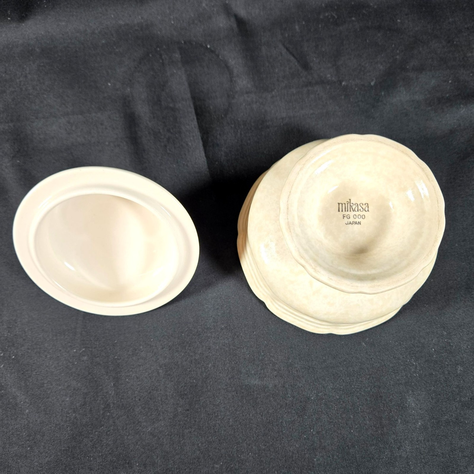 Mikasa Country Charm FG000 Serving Set Beige Brown Trim 8″ Japan Vintage Ceramic