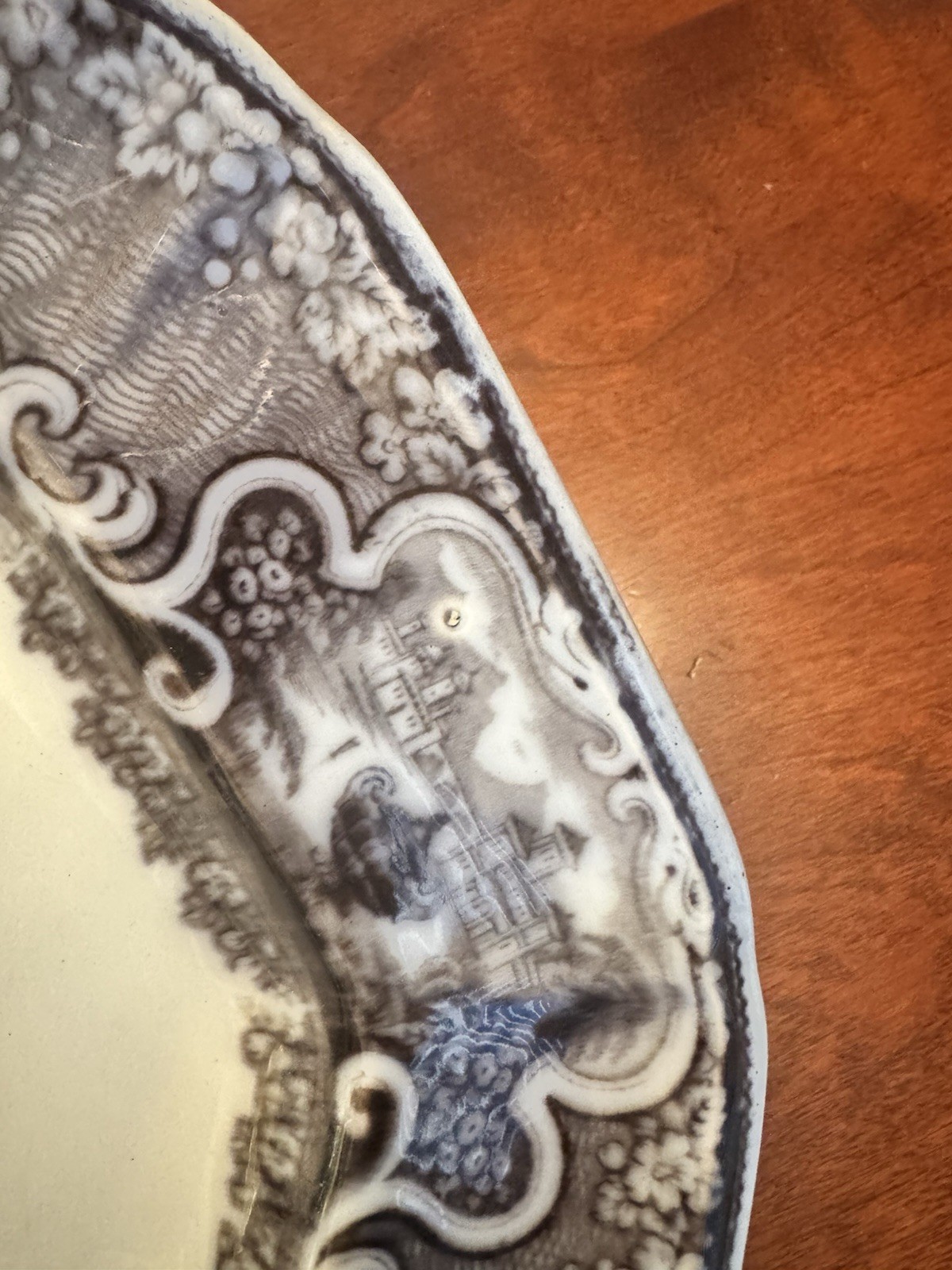 Antique Staffordshire Washington Vase Pattern Platter, P W & Co. (1834-1854)