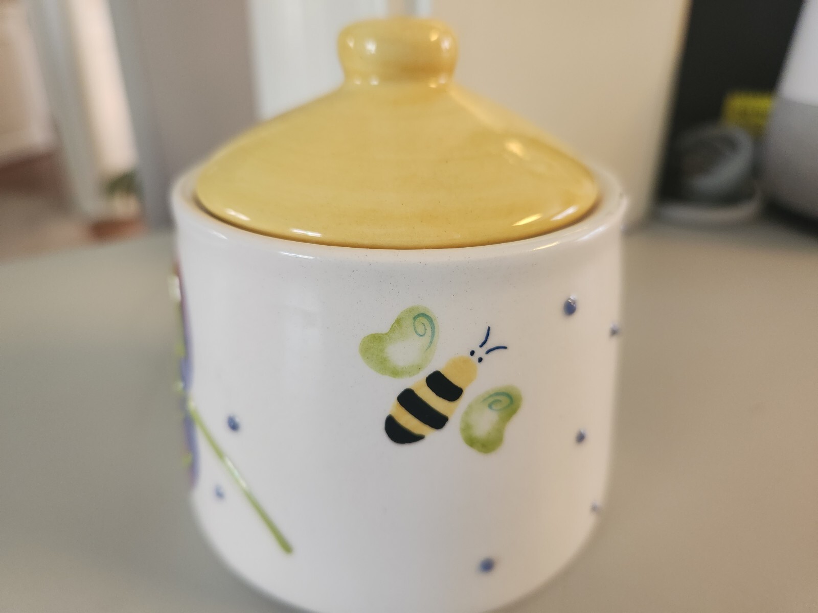 Bico China Cream Pitcher / Sugar BowlWhite Yellow Frog Bumble Bee Lady Bug Flowe