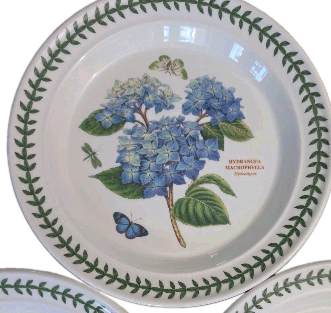 Vintage Set of 5 Portmeirion Botanic Garden Dinner Plates Flowers 10-1/2”
