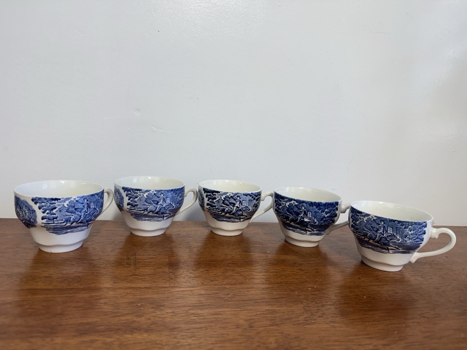 Liberty Blue Betsy Ross Tea Set Cups Creamers Sugar Bowl England Lot 9 Pc
