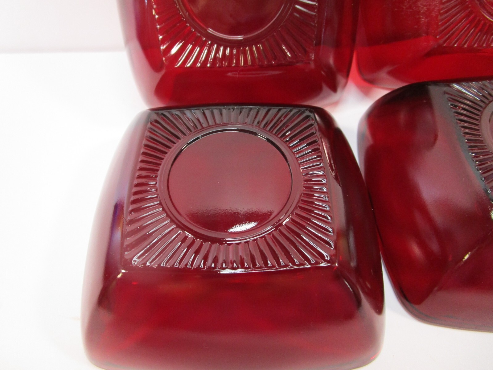 Anchor Hocking Royal Ruby Red Charm 4 Coffee Tea Cups W 4 Saucers 1950-1959 6 oz