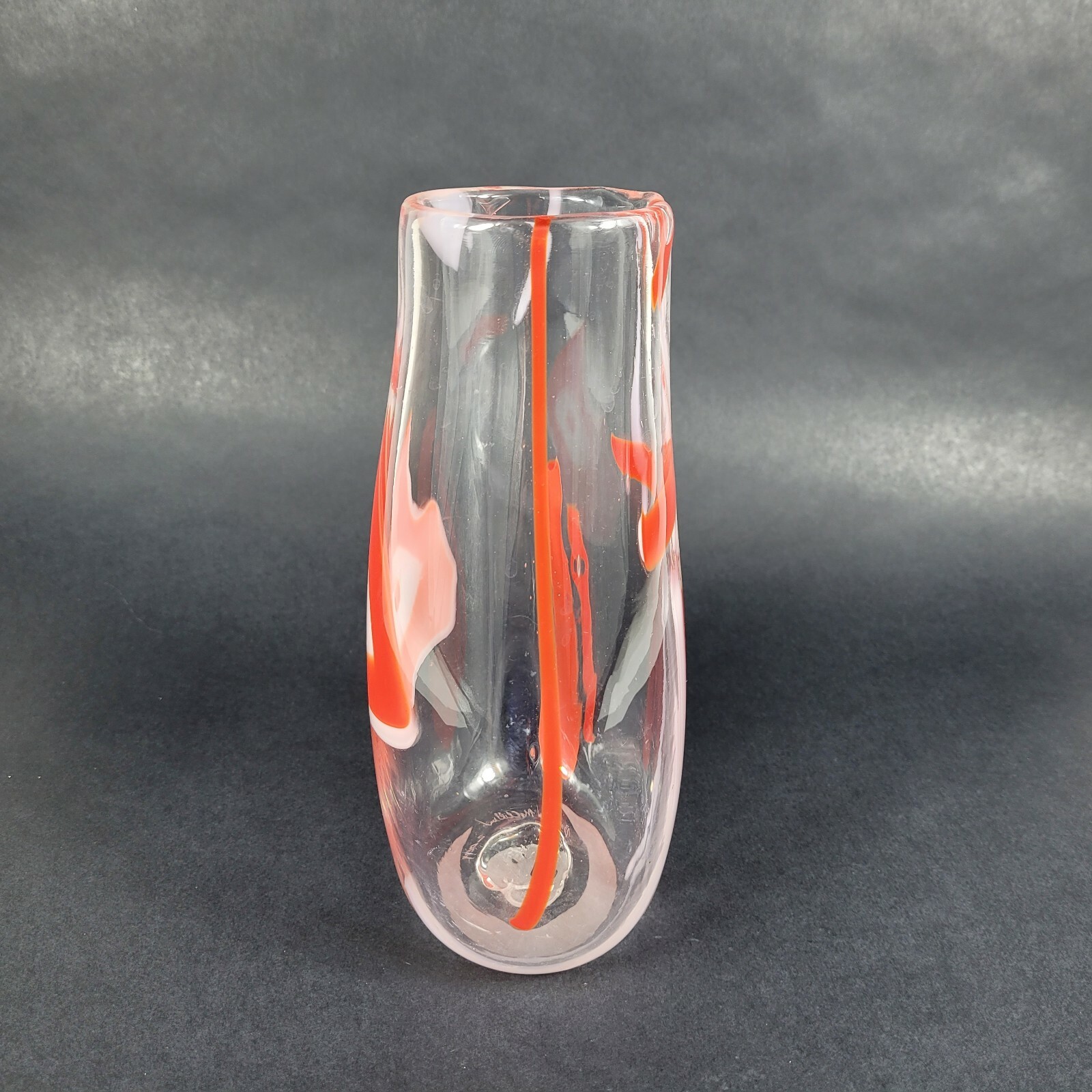 BRANDON MCCLELLAN Studio Art Glass Artist Signed Abstract Red and white 2009
