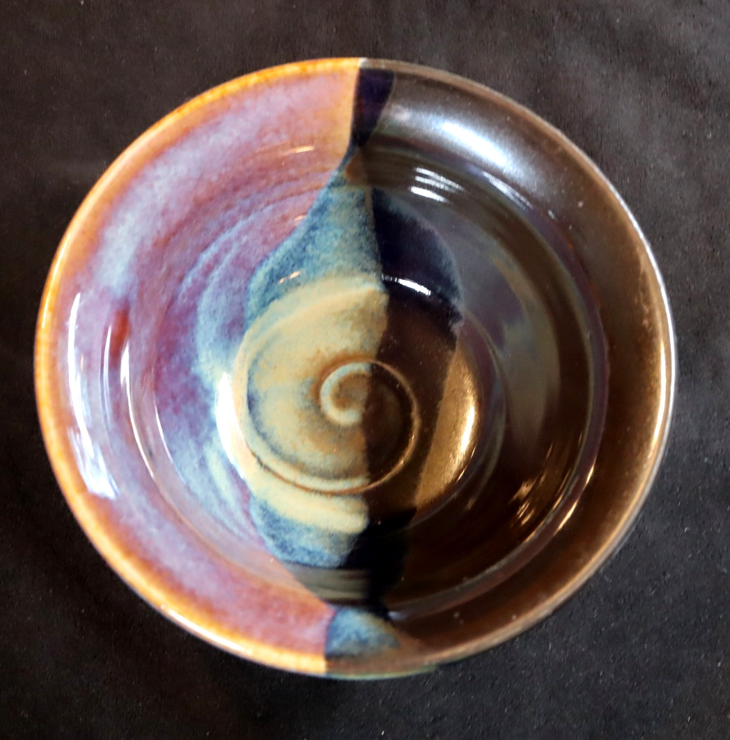 Signed Studio Style Drip Glazed Pottery Bowl Multicolor 6″