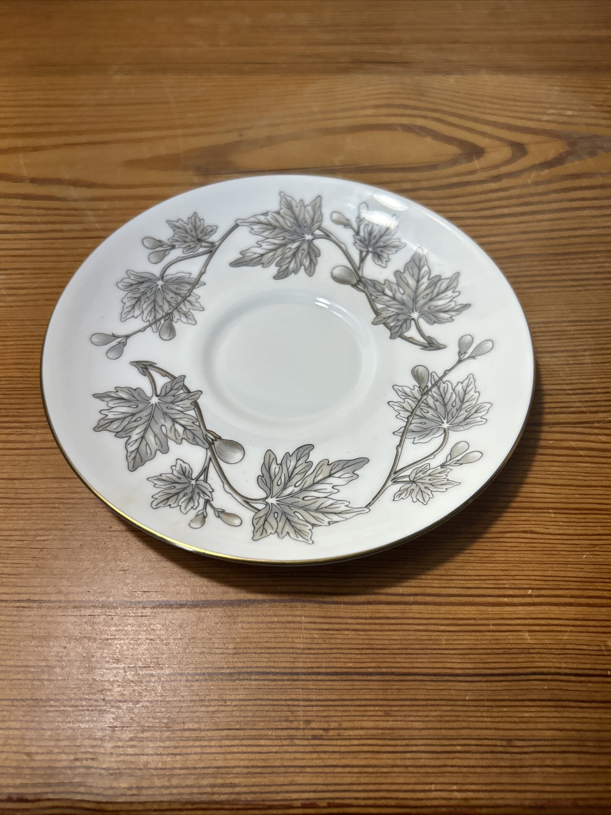 Wedgwood Ashford Grey Footed Cup & Saucer Set PEONY 2 1/8IN Discontinued Pattern