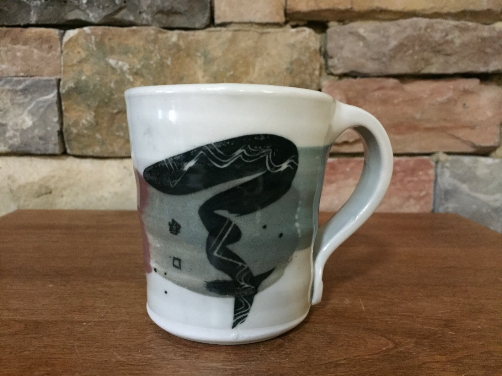 3¾” Mug~Ribbed Inside~Signed Debra Klausner~Gray~Art Pottery