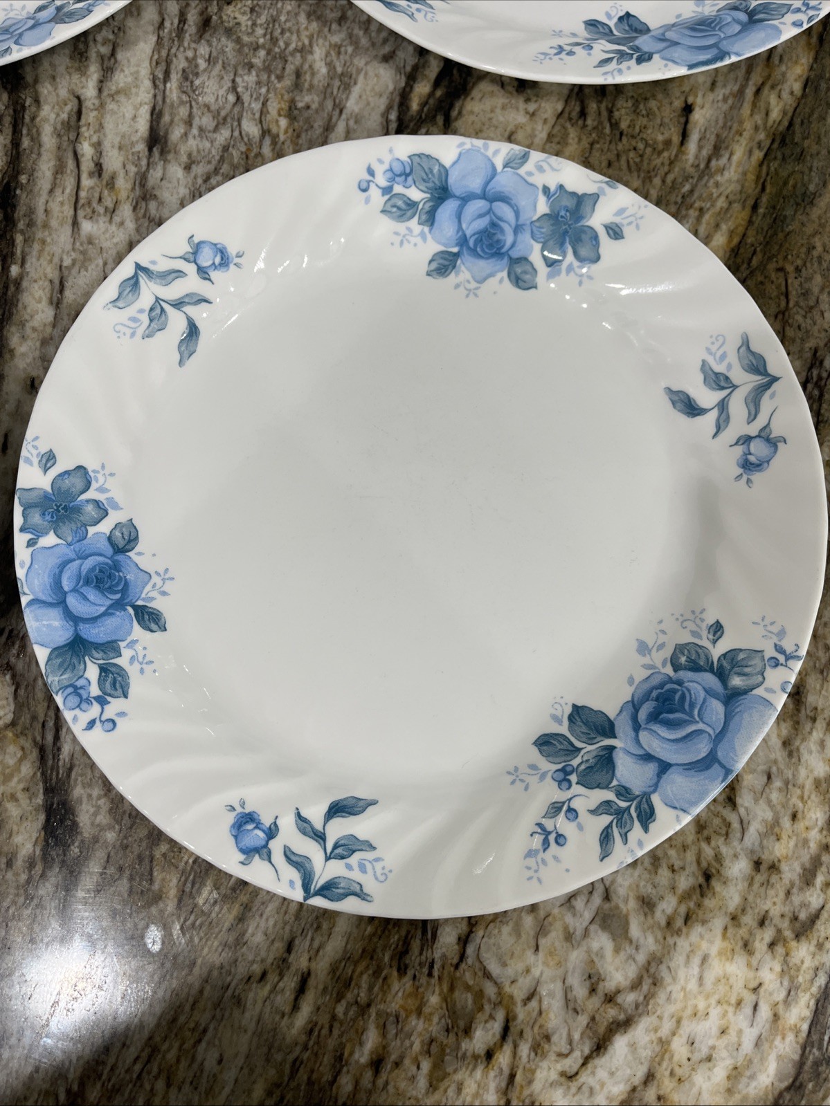 Vintage 5 Corelle Corning Blue Velvet Rose Vitrelle Dinner Plates 10 1/4″ 🇺🇸