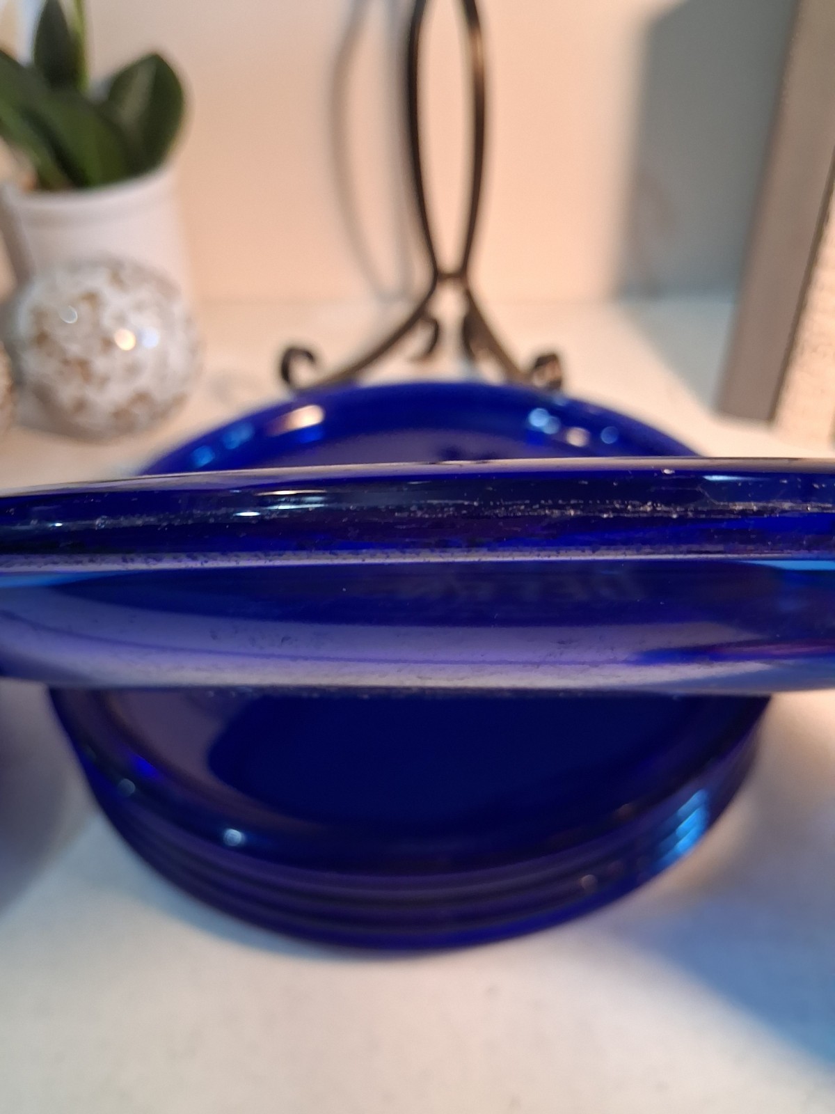 Vintage Arcoroc France Cocoon Cobalt Blue Glass Dinner Plates Set of 6 MCM