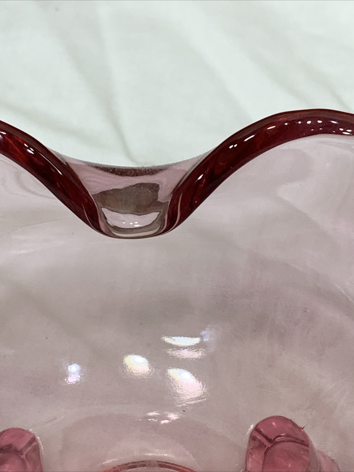 Viking Heart Shaped Glass Candy Trinket Dish Cranberry Pink 3 Foot Dalzell Line