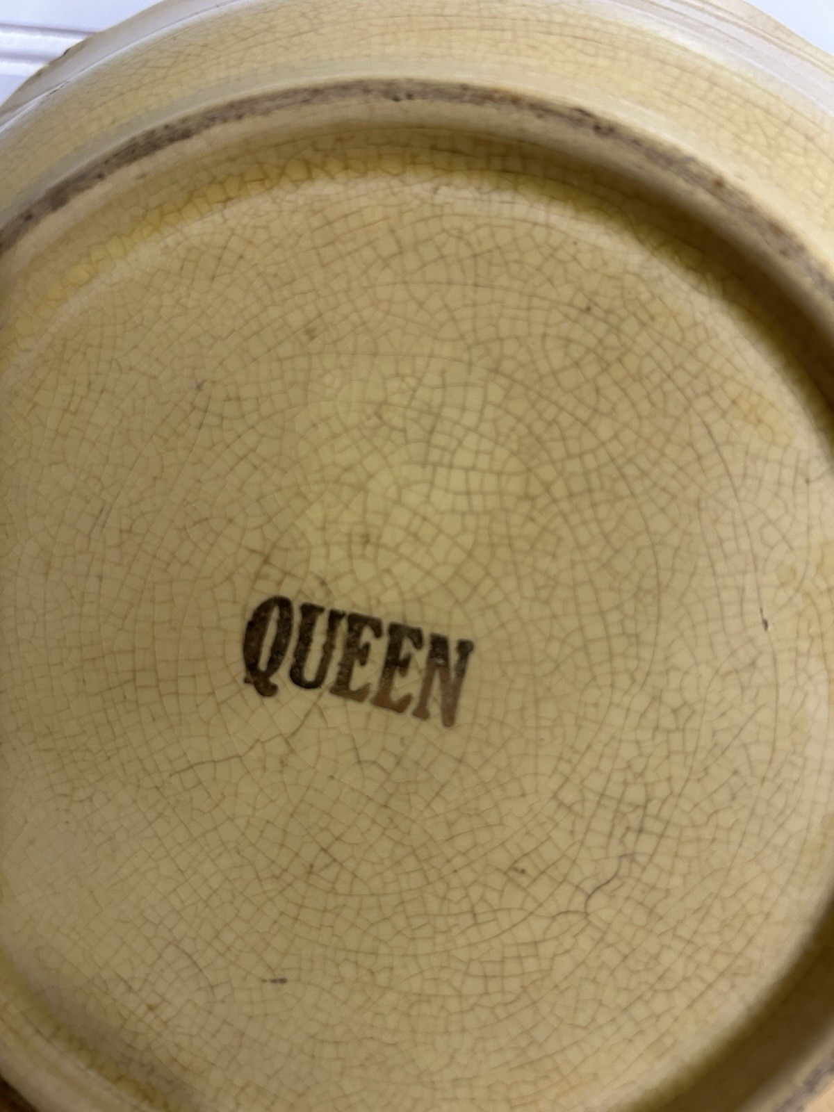 Antique Vintage Serving BOWL Heavily Stained & Crazed Toasty Floral Queen Wheat