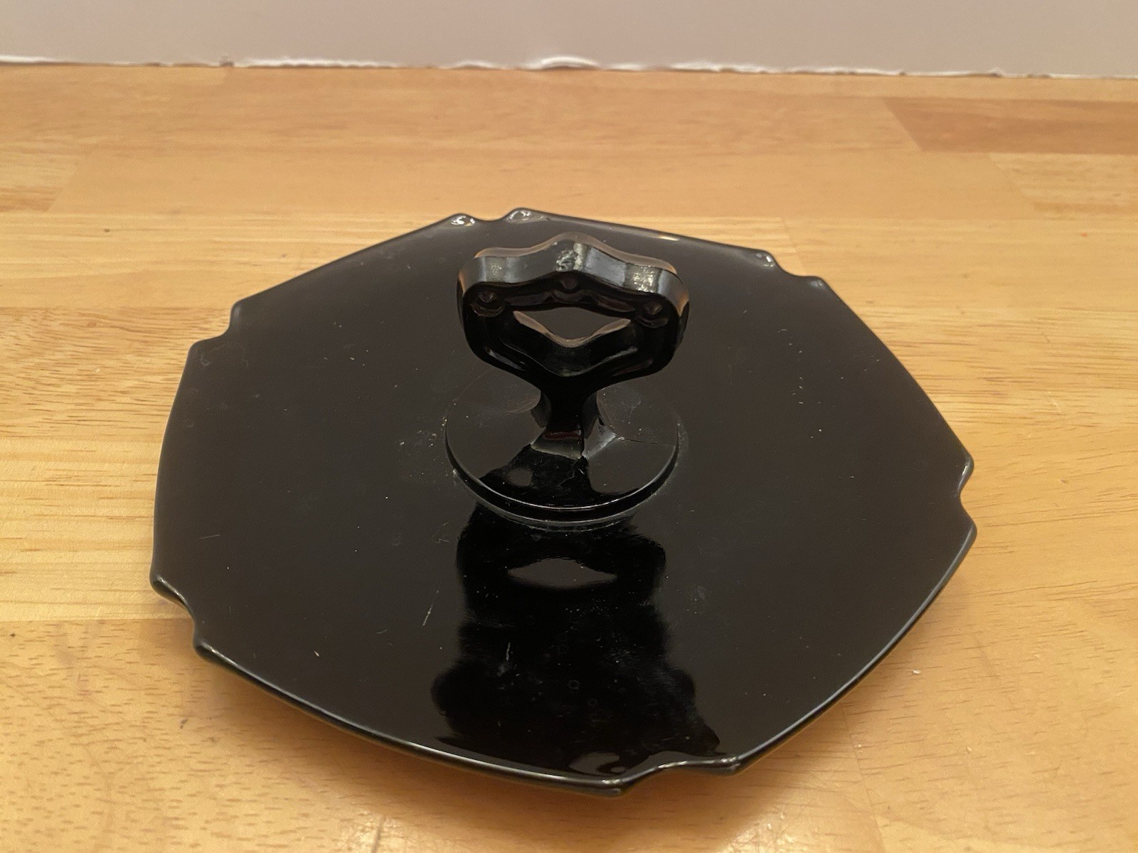 Vintage Black Amethyst Hexagonal Tidbit / Sandwich Tray