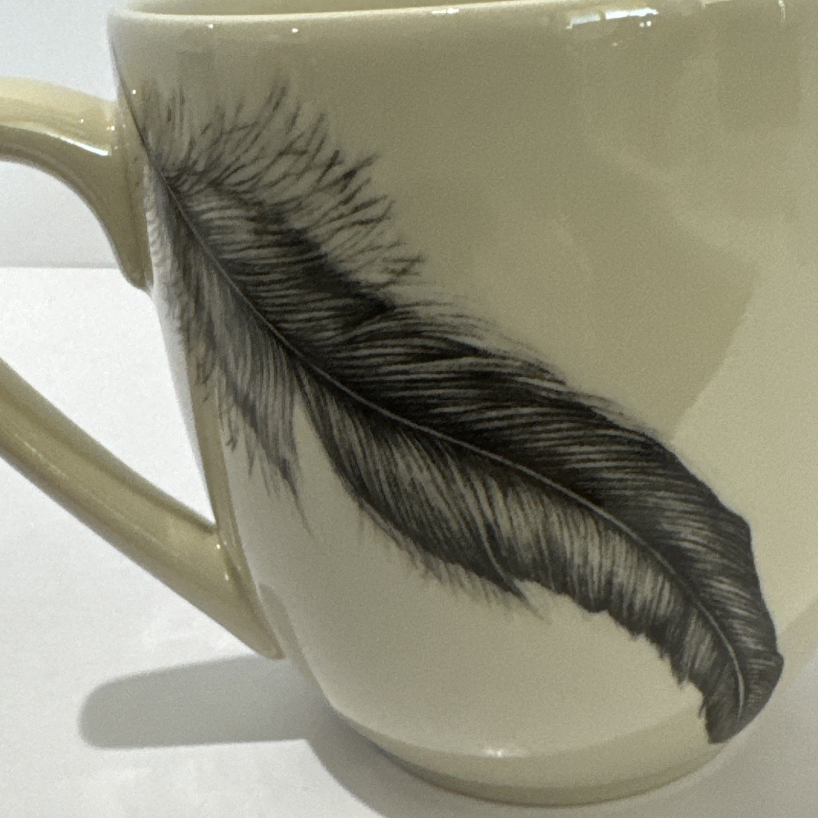 Laura Zindel Quail Feather Stoneware Coffee Mug 16 oz Nature Bird Wildlife