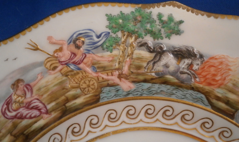 Antique Ginori Doccia Porcelain Capodimonte Relief Scene Plate Porzellan Scenic