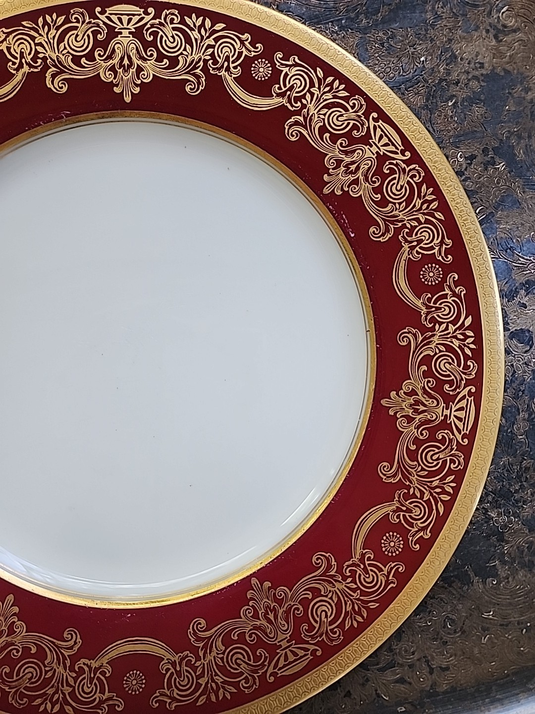 Vintage Lenox Service Plate Maroon Red Gold Encrusted Urn Pattern 1830/P508R
