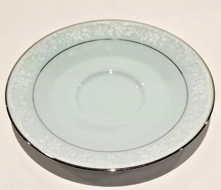 Noritake Fidelity Cup & Saucer Blue White Flowers Platinum Trim