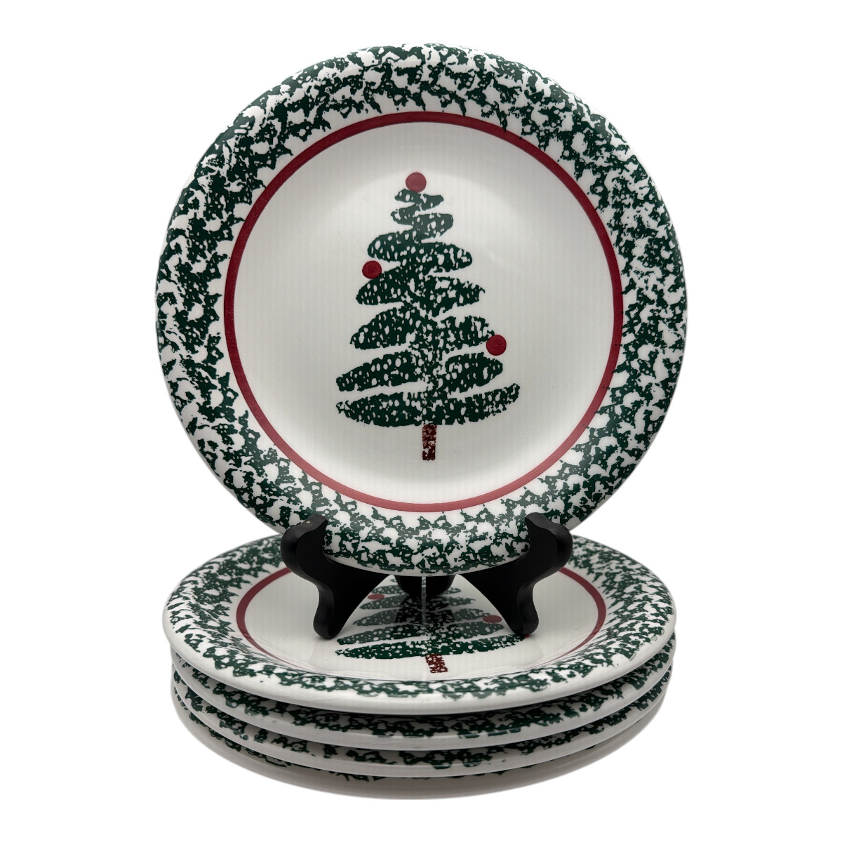 Furio Home 8″ Salad Plates Made in Italy Holiday Christmas Tree Set of 5 EUC