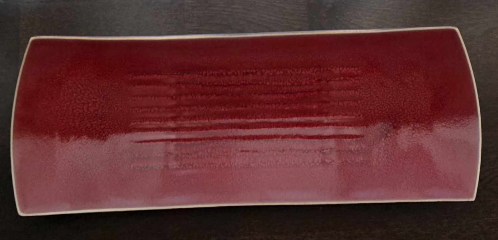 Jars Ceramistes Made In France Rectangular Platter XL 20 Inch Red Crackle Glaze