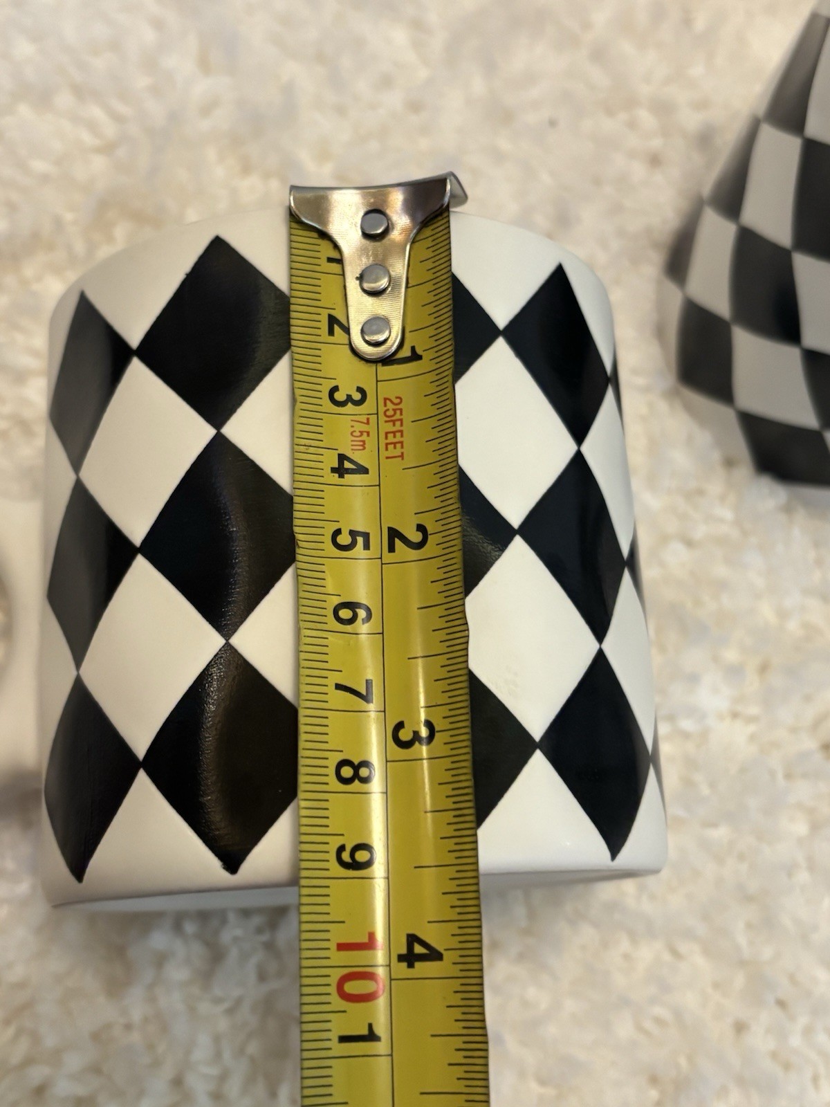 Checkered Board Pattern Coffee Mugs Set Of 4 (Has A McKenzie Childs Look)