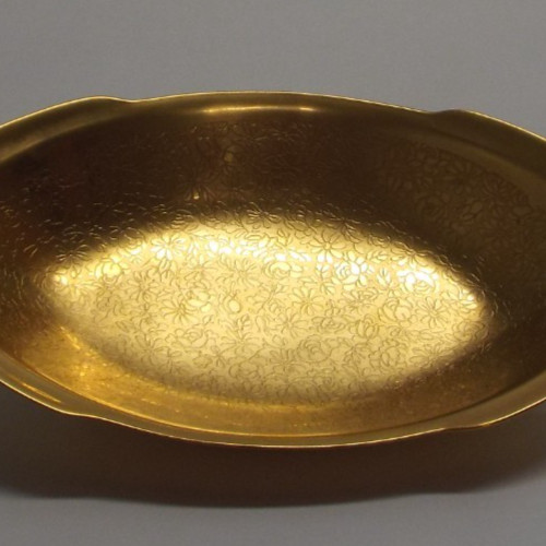 PICKARD Rose & Daisy Gold Porcelain Candy Dish – #437, 8″x4″, NO chips/cracks
