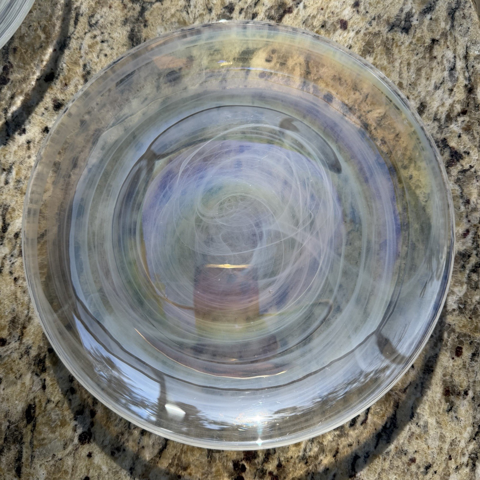 Artistic Accents Salad Plates Iridescent White Swirl Glass 8.25″ Set Of 4