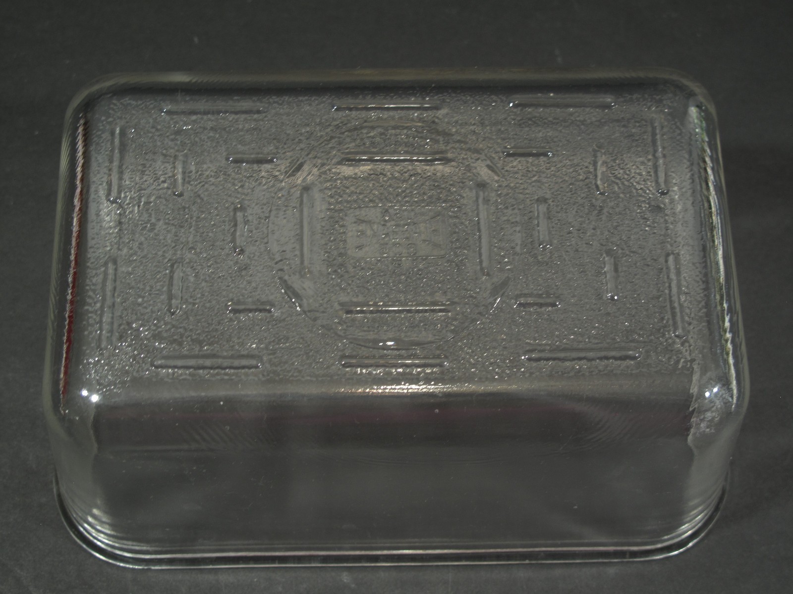 VTG Glasbake With Fin Lid~Clear Refrigerator Dish Made In USA 8 x 5 x 5.5 in