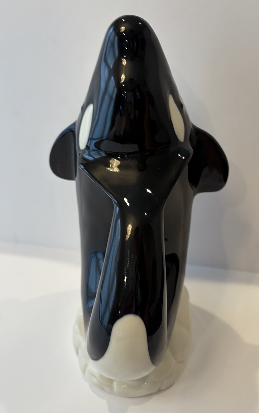 Wade Ceramics Gluggle Jug Orca Killer Whale Black White XL 10” Pitcher Fish Vase