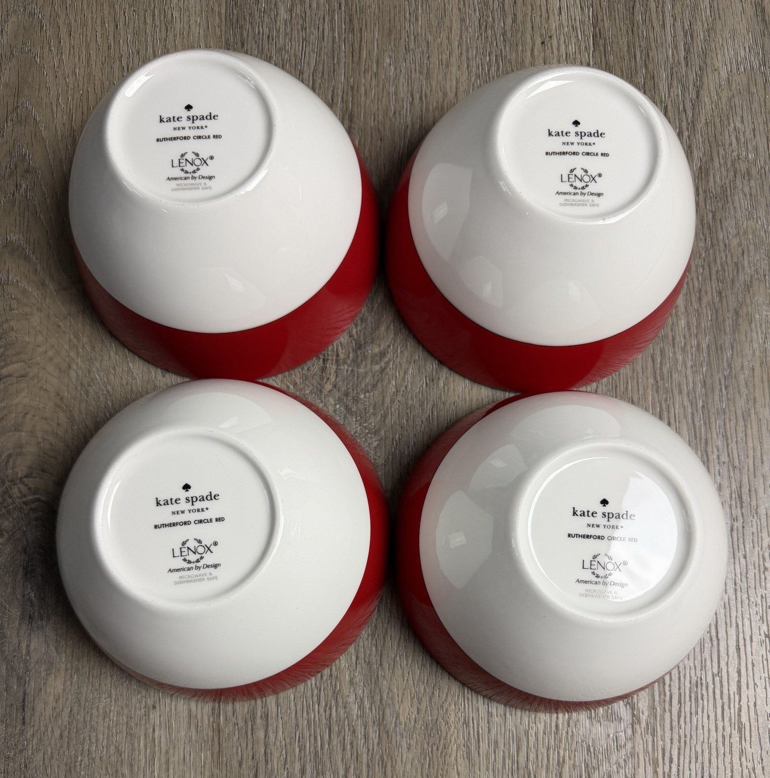 Kate Spade Rutherford Circle Red Cereal Soup Bowl By Lenox New York Set Of 4 EUC