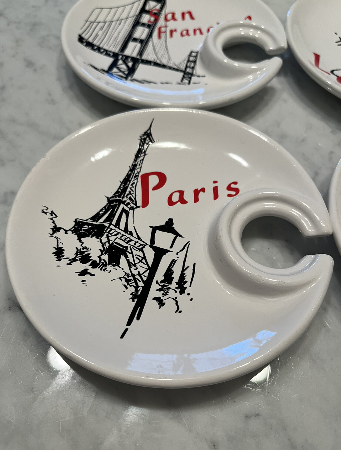 Set of 6 Double Nice Co., Ltd Hors D’oeuvres Wine Plates Nyc SF London