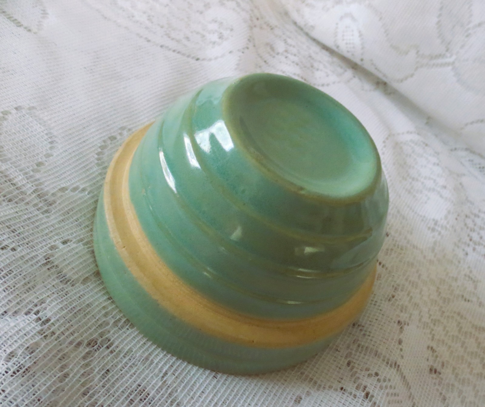 5″x3″ BOWL Ceramic Pottery MUTED GREEN Vintage Brooklyn New York Studio 5IN USA