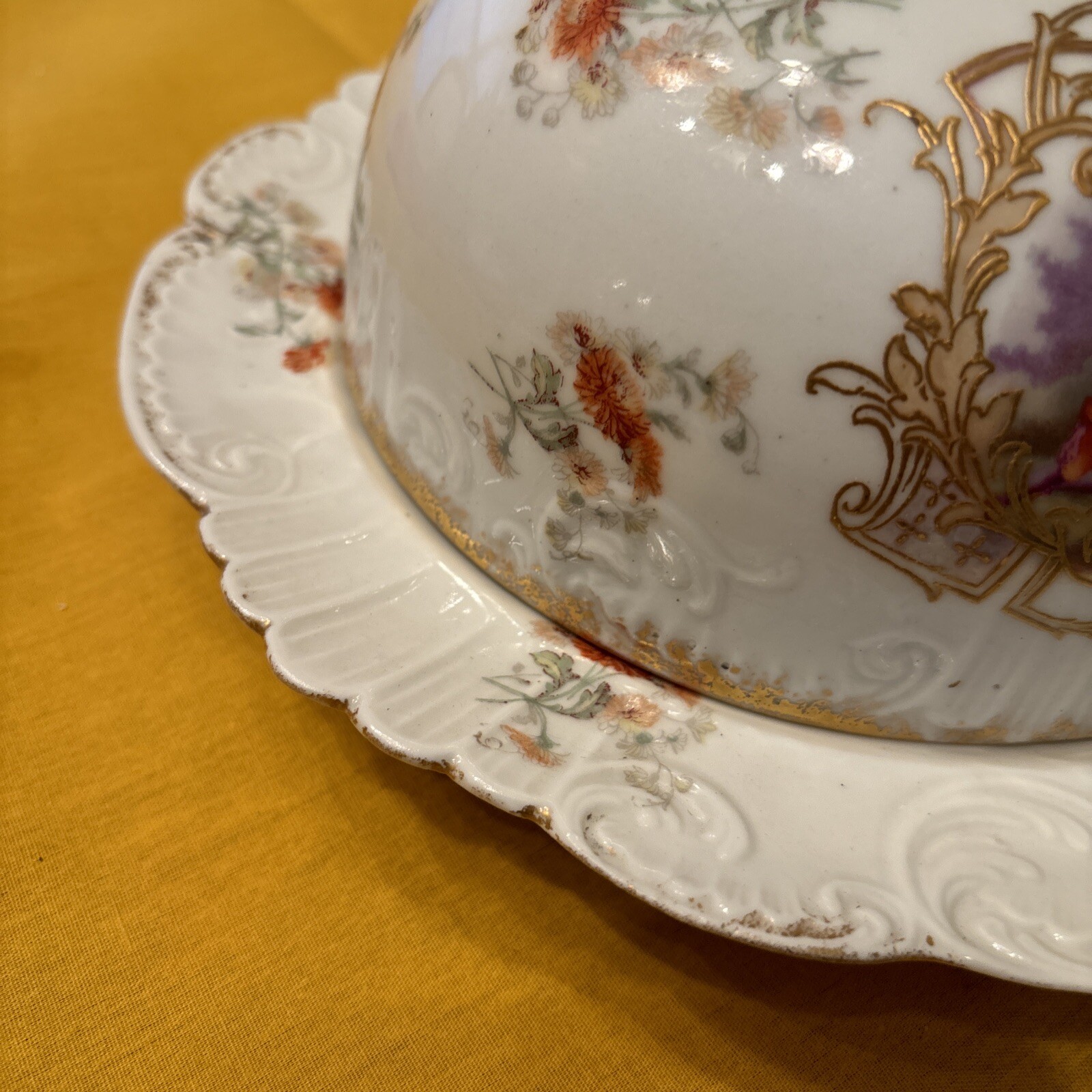 Limoges Victorian Scene Butter Dish-2-Piece