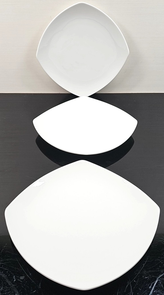 3 Churchill Recline Square Salad Plate Set White Elegant Serving Dining Dish Lot