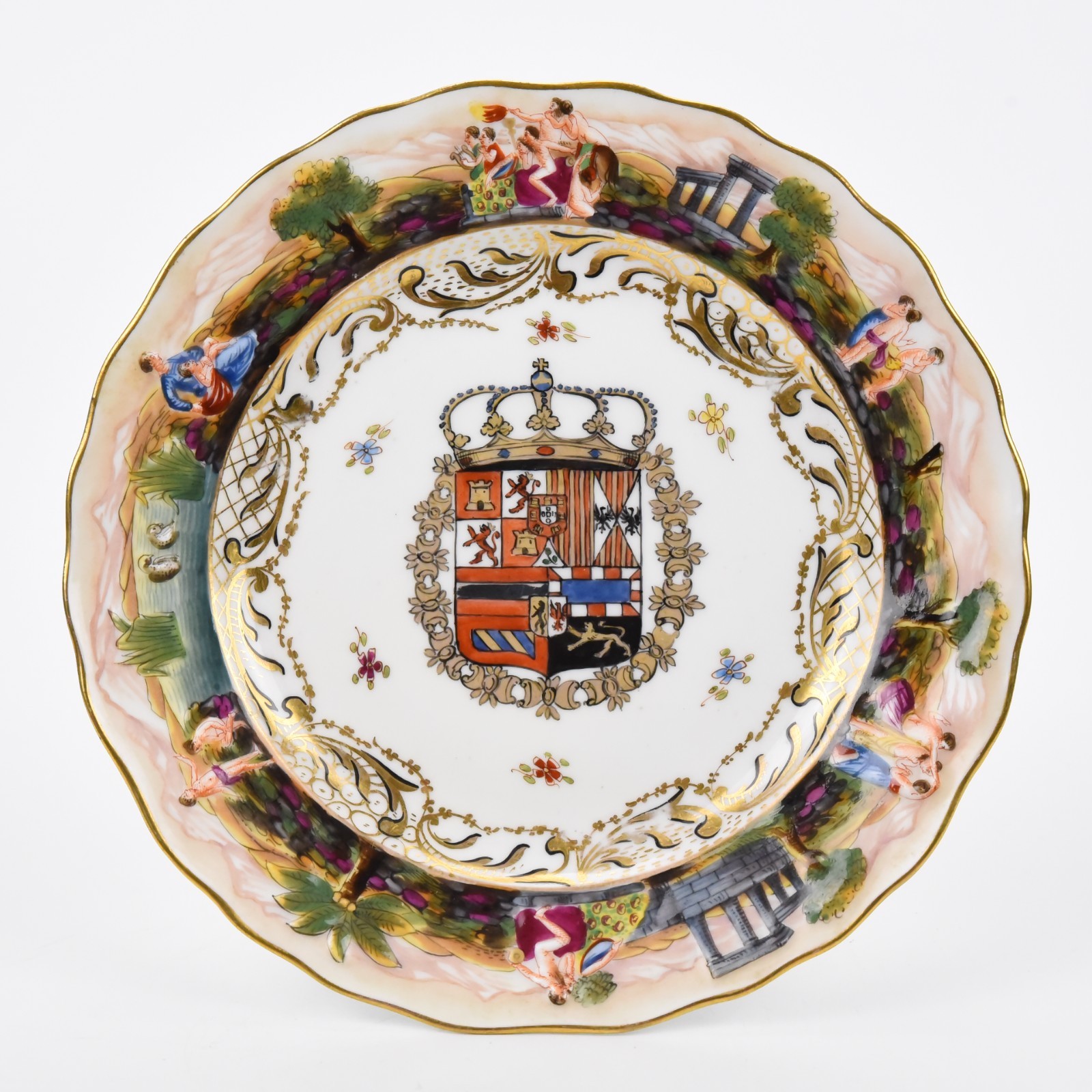 Antique Capodimonte Italian Porcelain Armorial Plate