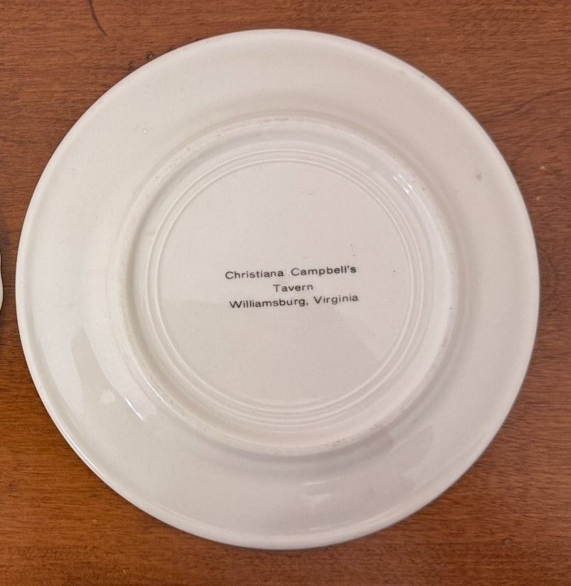 (2) Williamsburg Dessert Bread Plates King’s Arms Tavern & Christiana Campbell’s