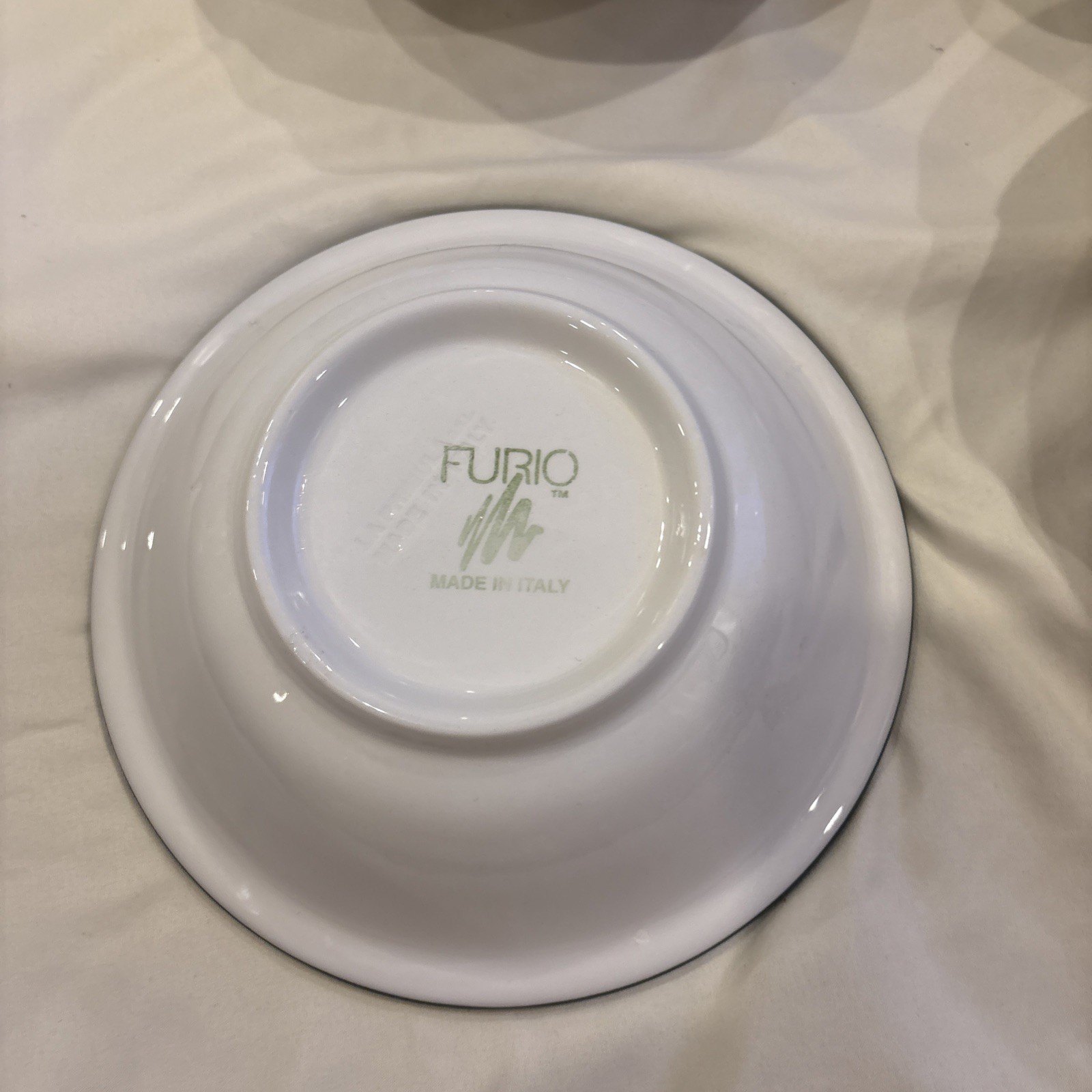 Set 4 Of Furio Green Swirl Dark Green Bowls Made In Italy White Exterior 8”