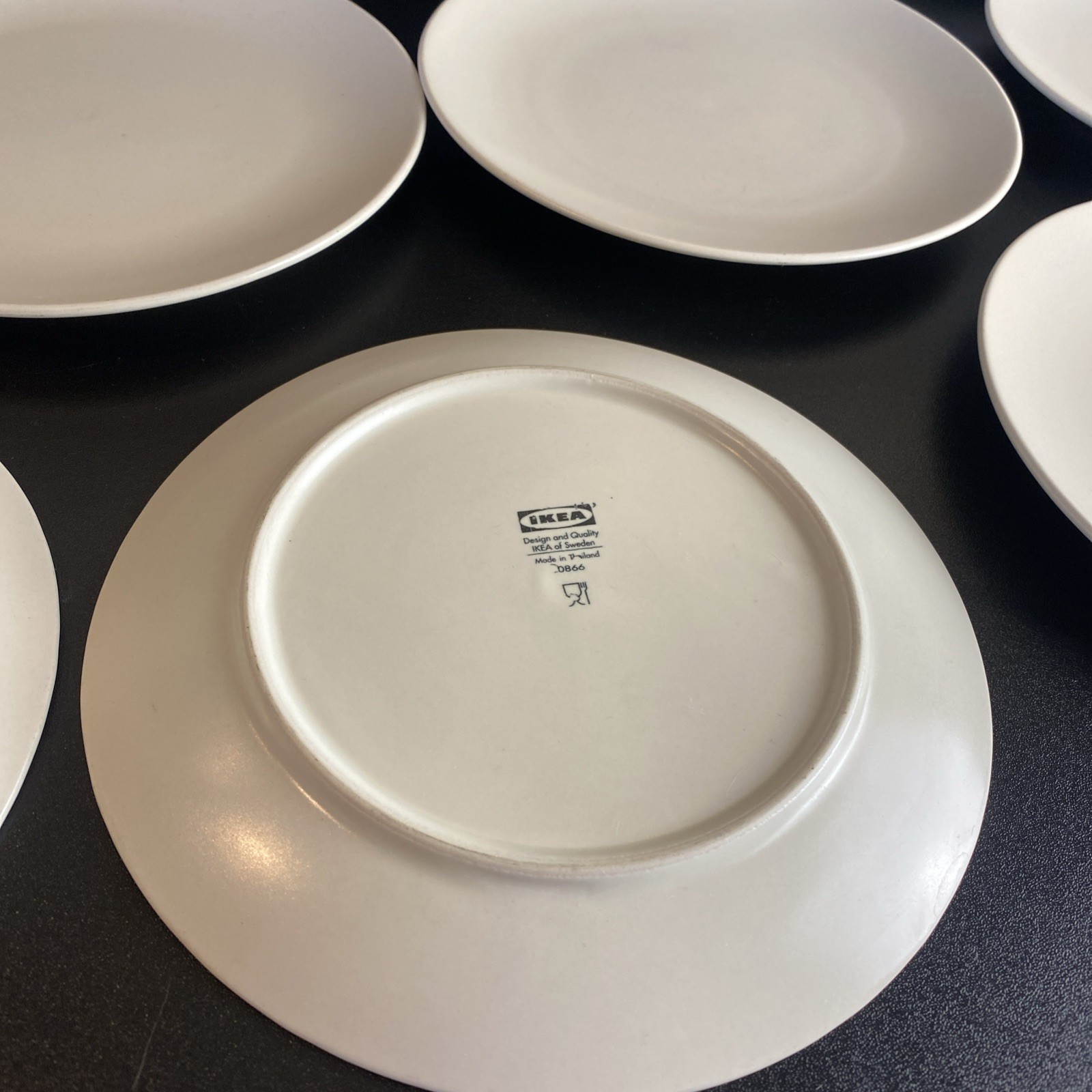 SET 6 IKEA 7 7/8″ Light Sand color Stoneware Salad Plates 10866 Matte Finish