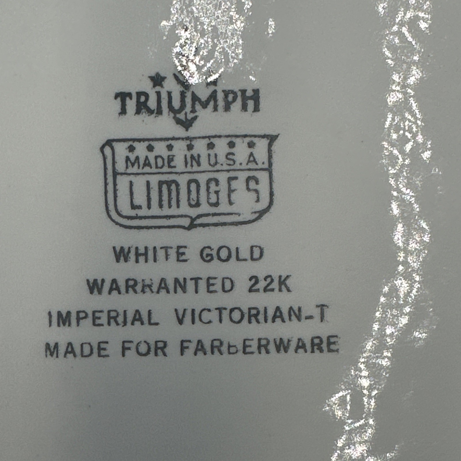 Vintage Farberware Triumph Limoges Imperial Victorian Serving Tray22K White Gold