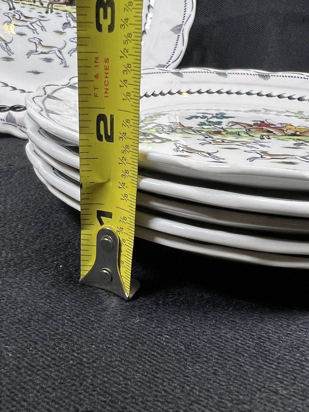 6 Rare ATQ Vintage 1920’s Booths Hand Painted Liverpool Hunt Plates A 8090 6.75”
