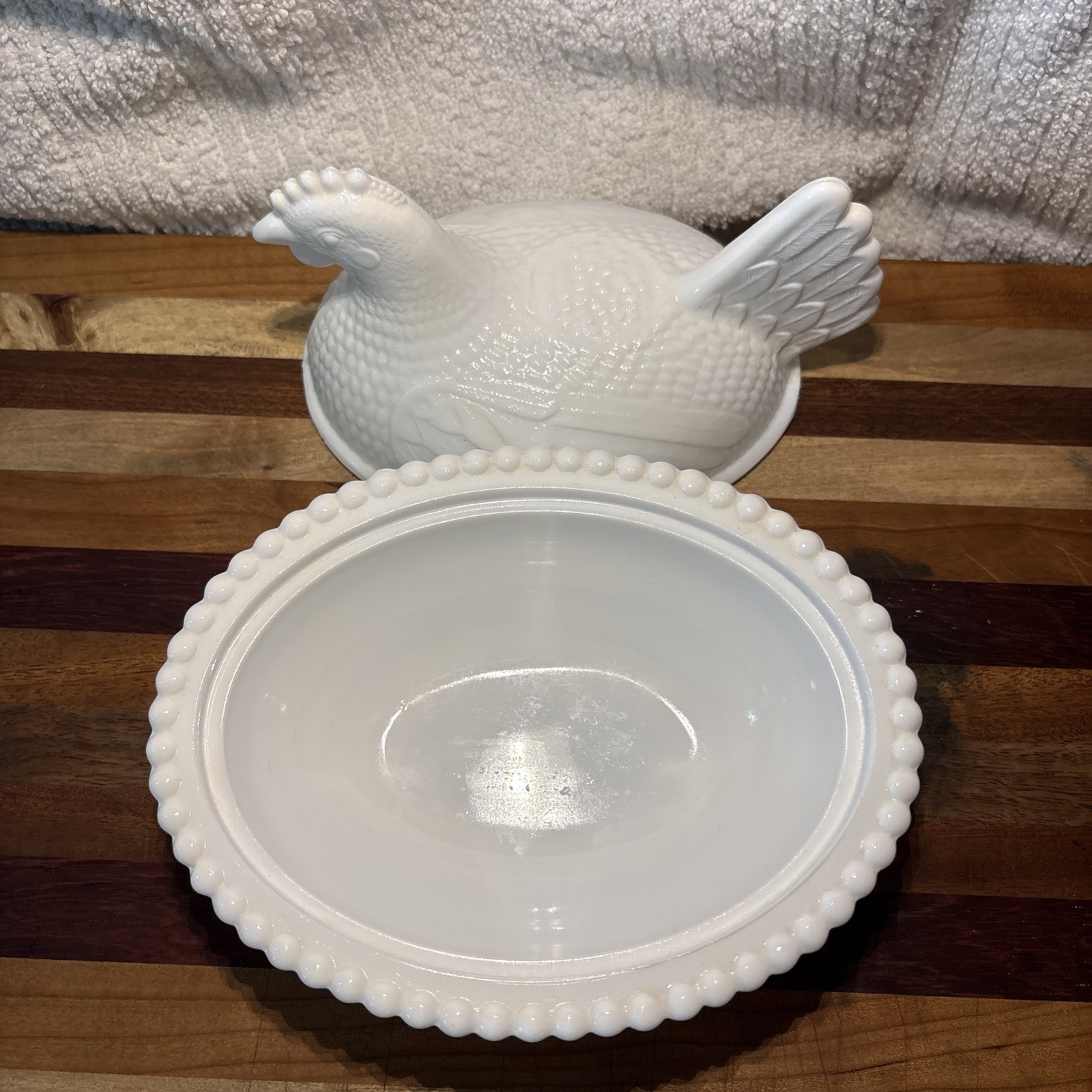 Indiana Glass #7155 Milk Glass Hen On Nest 1973-1982 White Excellent Condition