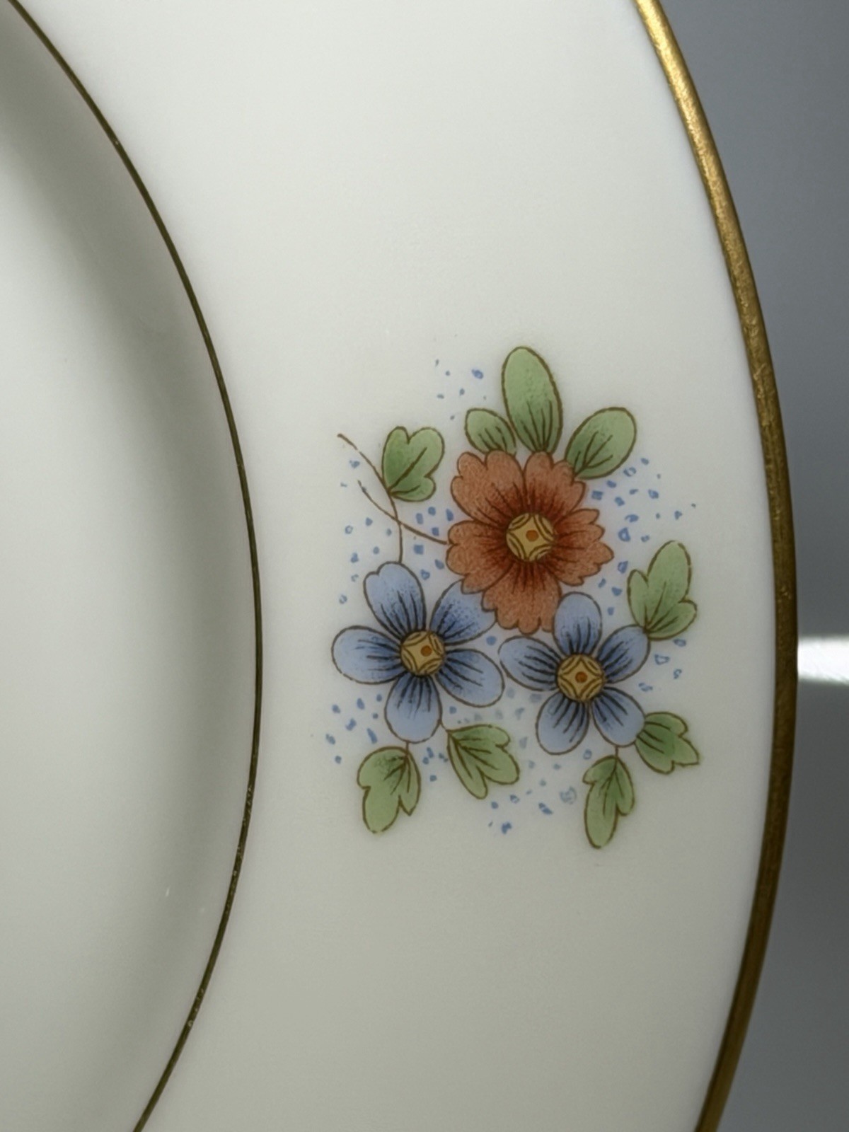 Set of 4 Vintage Lenox Teresa Salad Plates 8 3/8” Floral Gold Trim 1940s USA