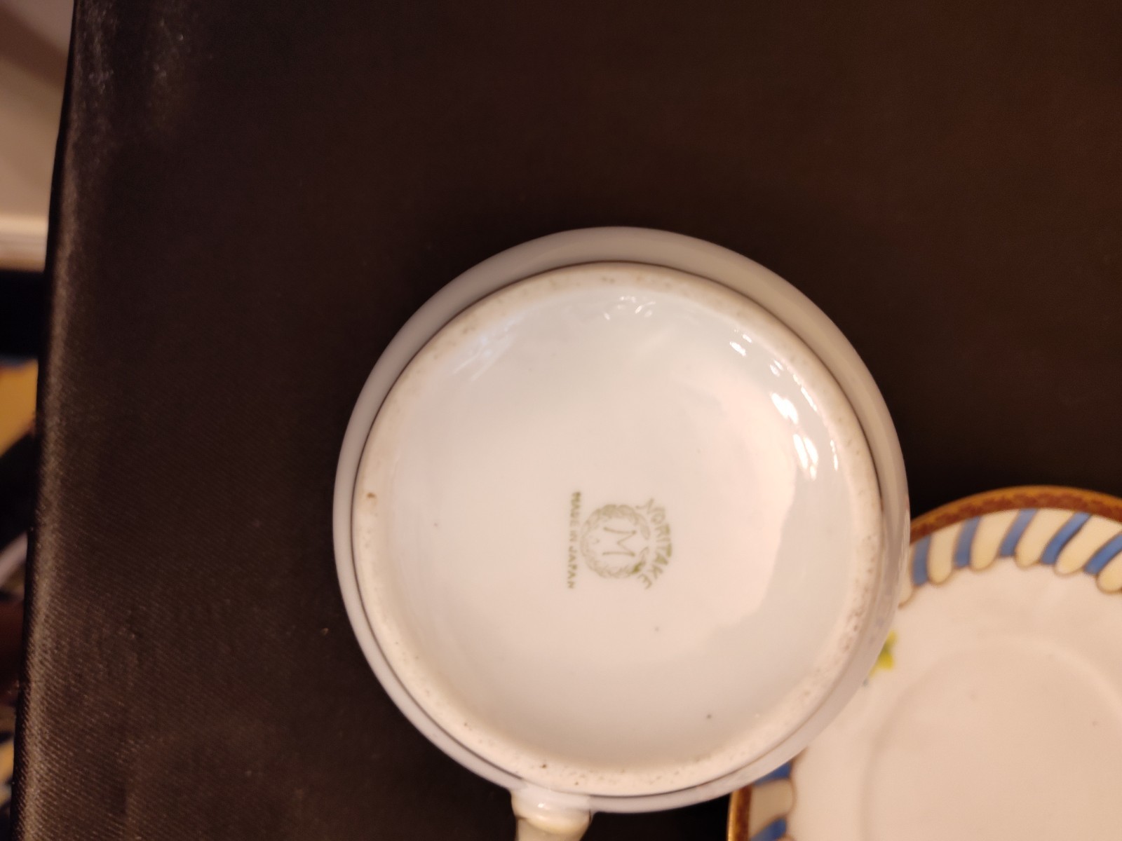 Nippon Porcelain Hand Painted Creamer And Saucer W/ Rose Design, Gold Trim