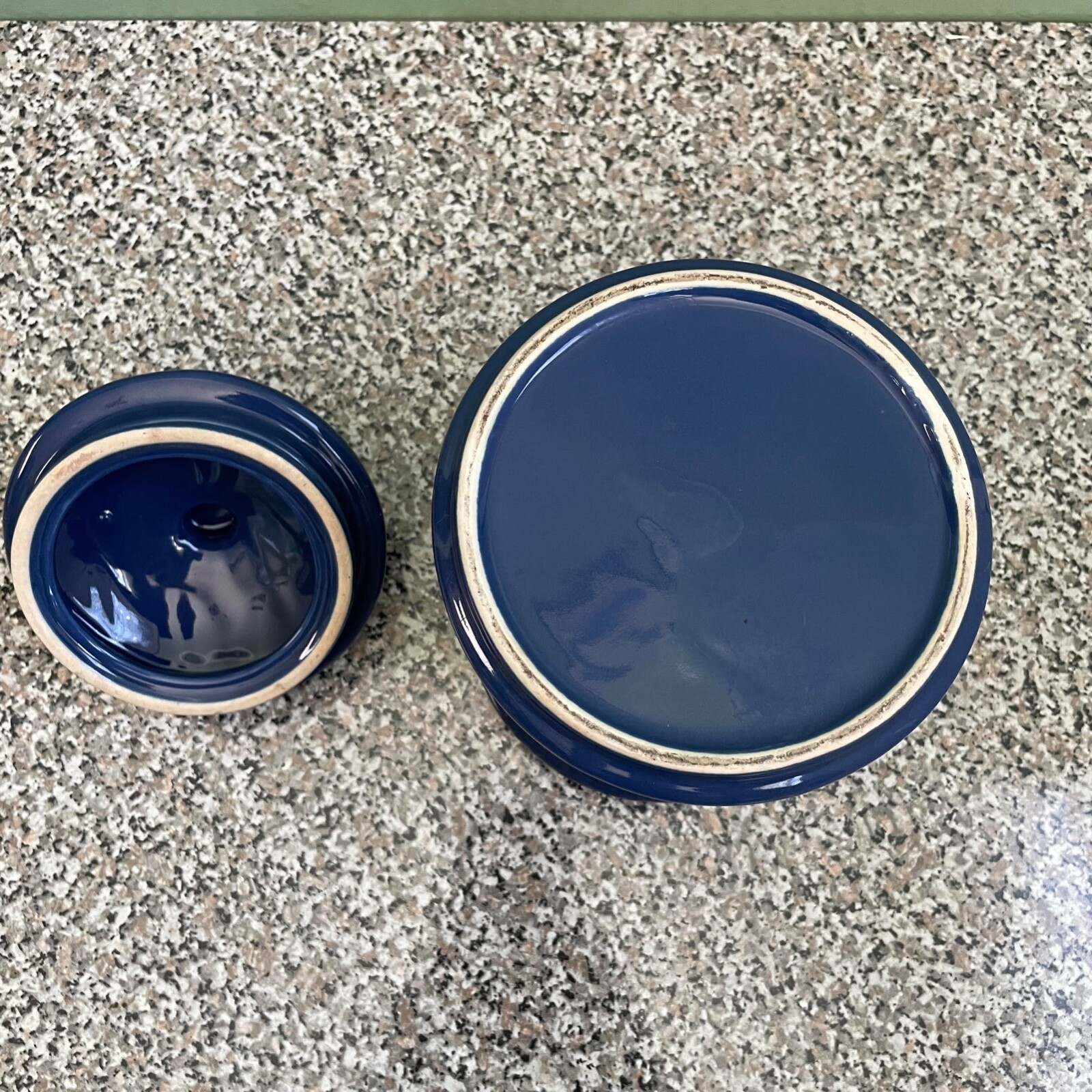 Crock Cobalt Blue With Lid 5 1/2 Inches Tall By 5 1/2 Inches Wide