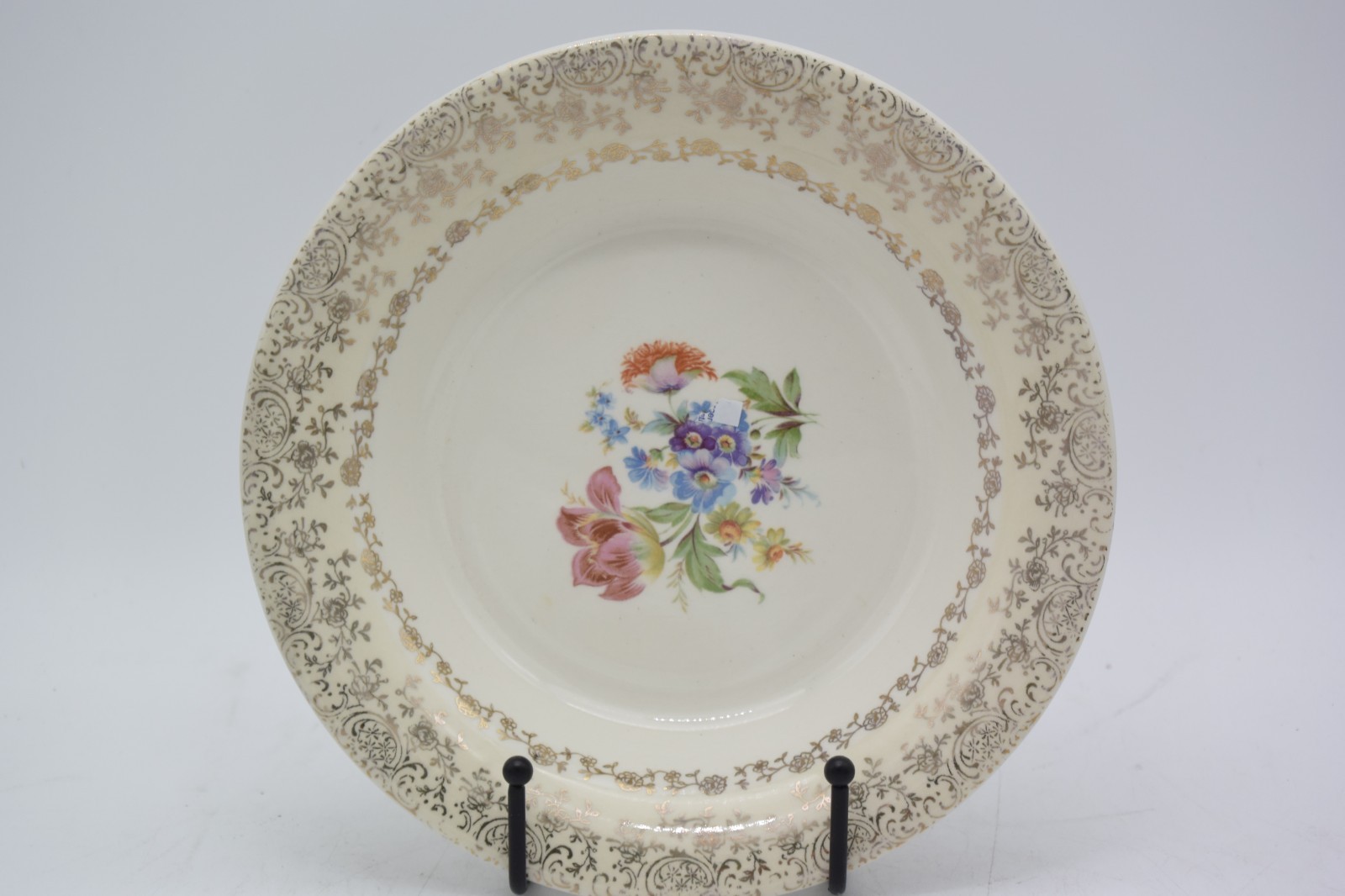 Set 4 Vintage 8″ Union Made 22K Gold Trim Floral Bowls Porcelain Salad Soup USA