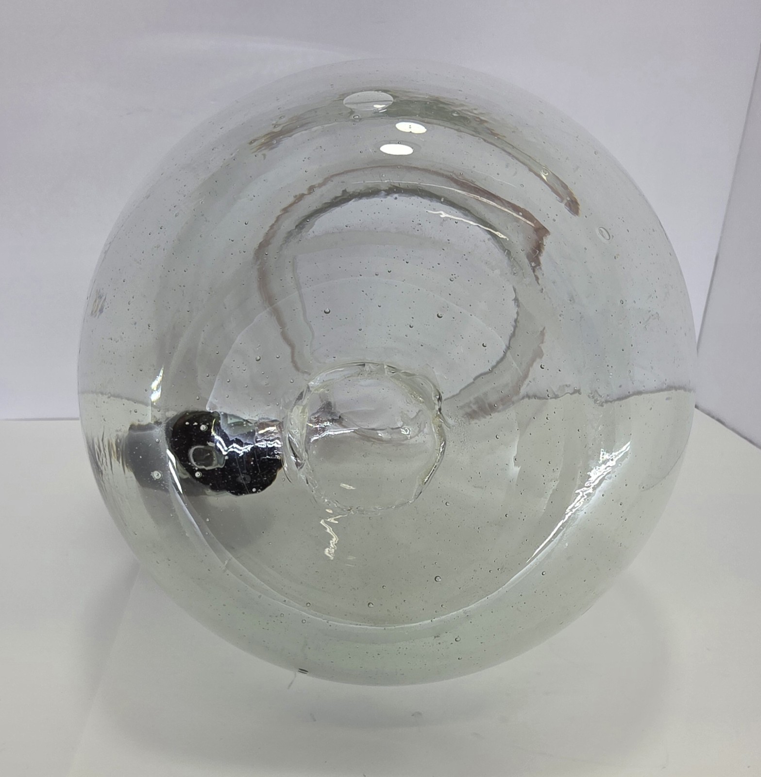 Mexican Hand Blown Glass Pitcher Light Brown Rim and Handle 9″ Beautiful