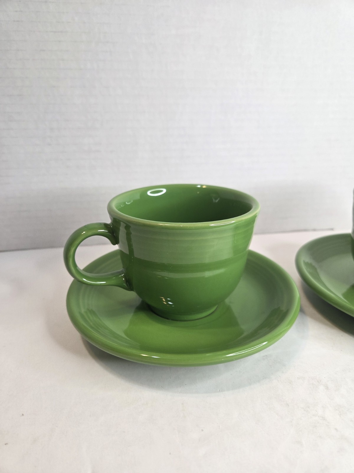 Fiestaware Shamrock Green 2 Cups and Saucers Homer Laughlin Fiesta