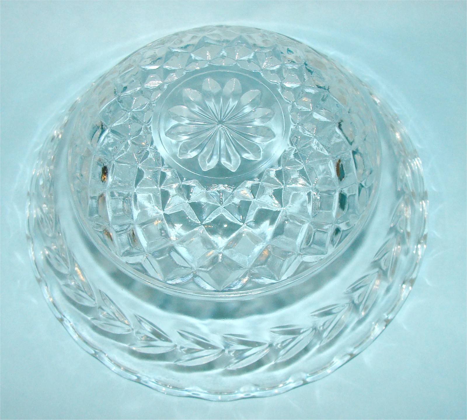 6 Vtg Diamond Clear Glass Berry Dessert Bowl Set Anchor Hocking Wexford ? 4 ¾”