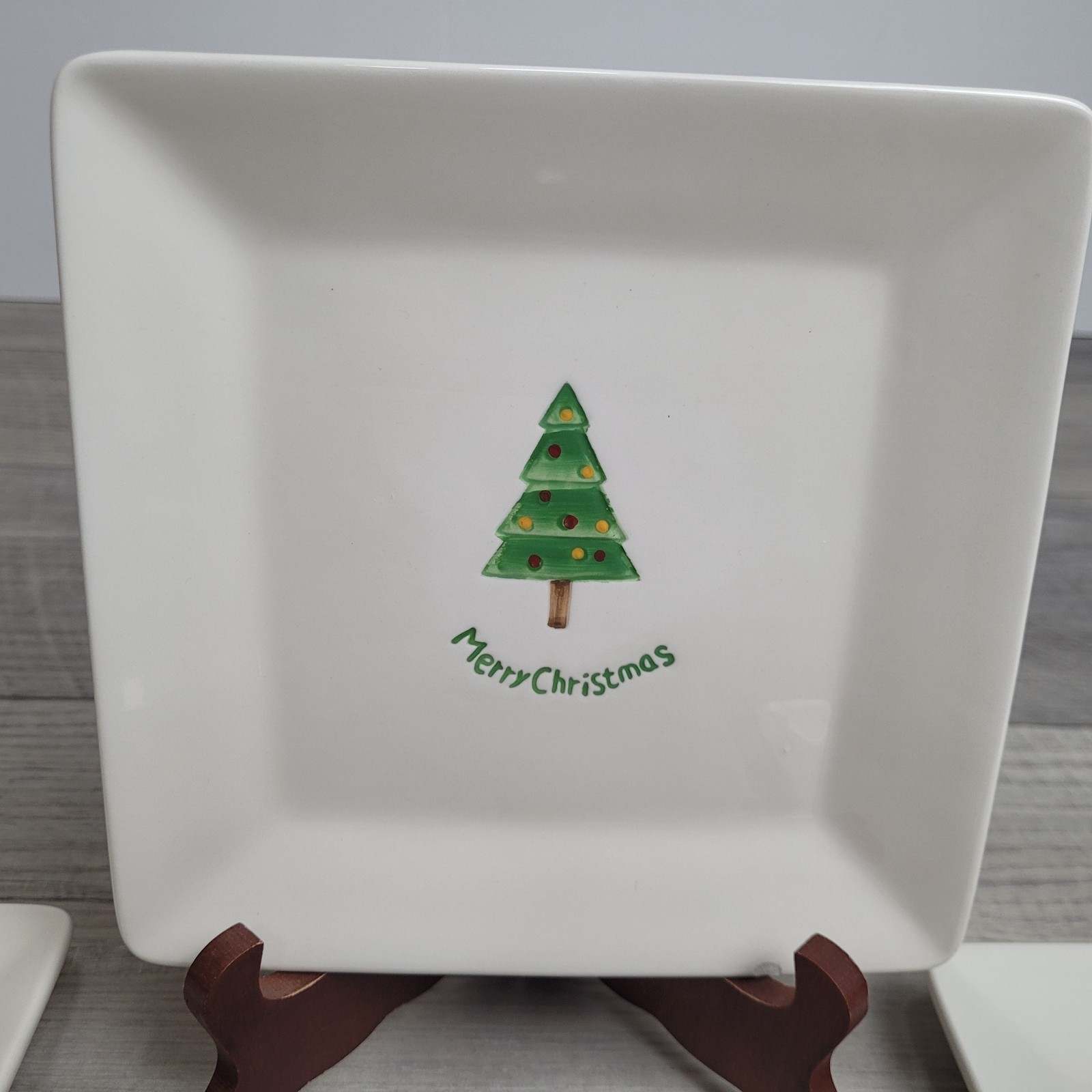 BIA Cordon Bleu | Set of 4 Square 7.25″ Dessert Plates | Christmas Theme