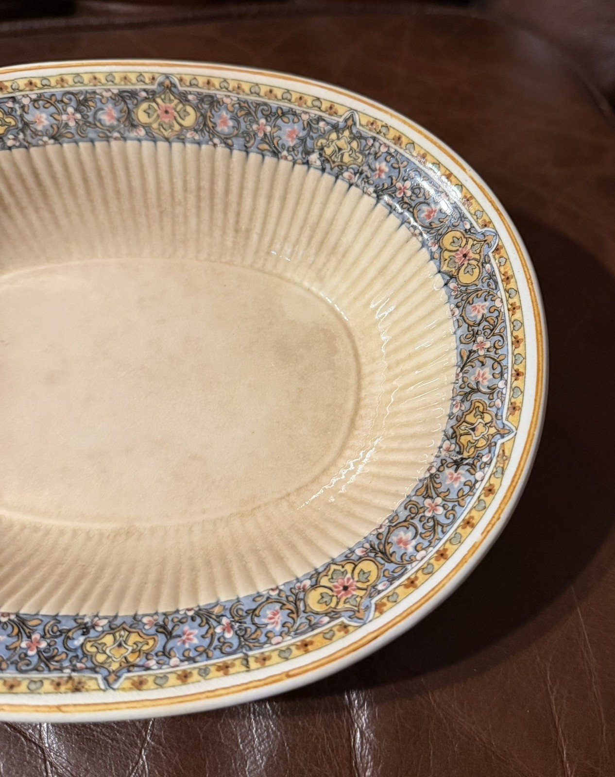 Ridgways England Orient Vegetable Dish Ceramic 9” Crackle Glaze CF Bassett 1924