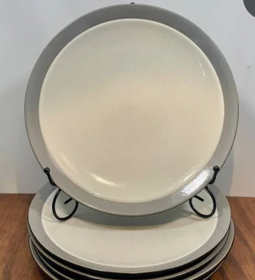 Noritake Kona Slate Dinner Plates – Set of 6 – Stoneware – 11″ – Gray Rim HTF